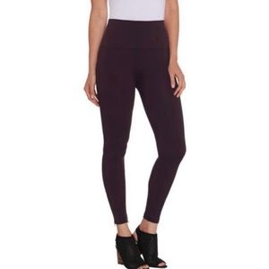 SPANX High Waist Leggings Burgundy Ankle Zipper Medium Casual